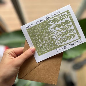 Carte linogravure grandissez au fil des épreuves