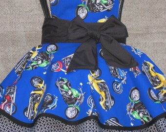 Motorcycle Apron, Sale, Chopper, Bike, Pin Up, Sexy Ladies, Fancy Hostess Apron, Gift for Her, Christmas Gift, Free US Shipping