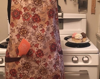 Fall Apron, Full Plus Size  Apron with Pockets, Christmas Gift, Gift for Mom, Free Shipping