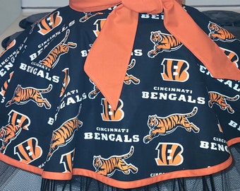 Cincinnati Bengals, Fancy Half Apron, Single Layer,Superbowl, Gift for Her, Cooking Apron, Tailgate Party, Handmade, Made in USA, Free Ship