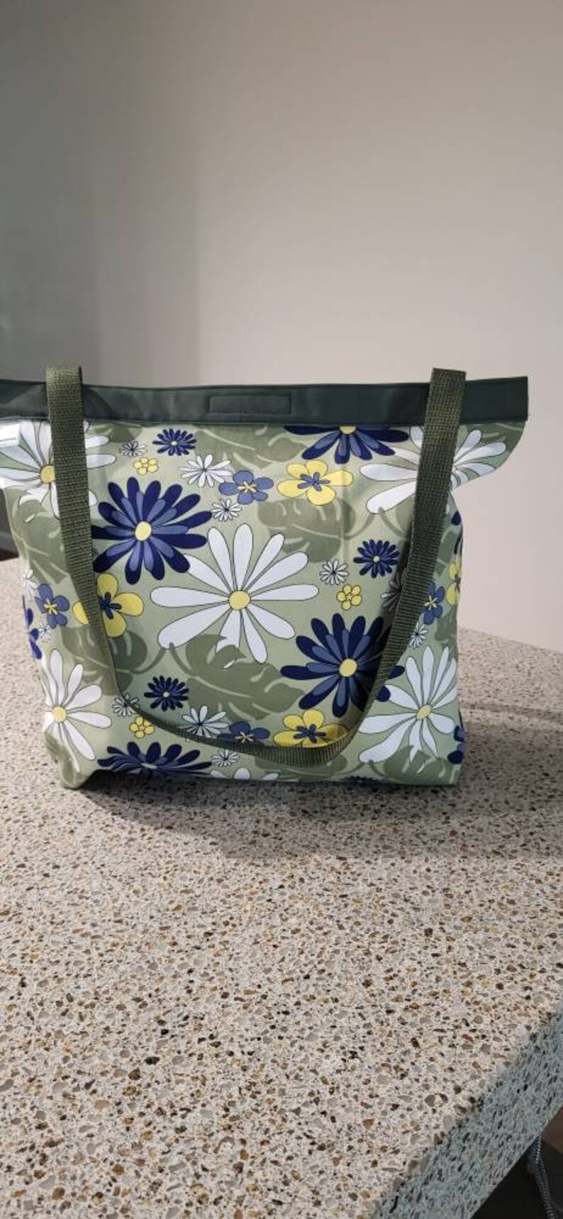 Market Bags, Tropical print, lined, durable, beach bag, farmers market bag with pocket, Handmade in USA, free shipping image 6