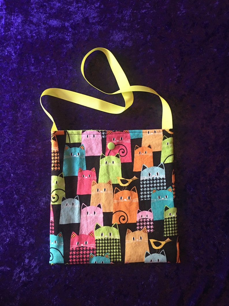 Fabric Party Bags, Cats, Kittens, Favors, Prizes, Animals, Children's Bags, Toy Bag, Gift for Child, Purse, Washable, Lined Bag, Free Ship Watchful cats