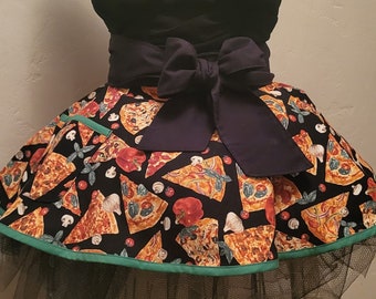 Pizza Slices Fancy Half Apron, Christmas Gift for Her, Hostess Cooking Apron with Pocket, Single Layer, Housewarming Gift, Free US Shipping