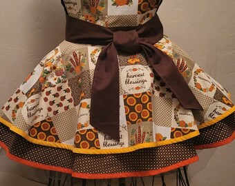 Thanksgiving, Fancy Fall Hostess Apron, Pin-Up, Vintage Instired, Harvest, Gift for her,  Apron, Free US Shipping