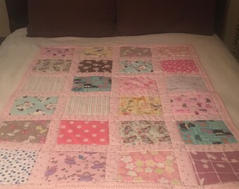 Baby Blanket, Baby Girl Quilt, Flannel Throw, Cozy Crib Blanket