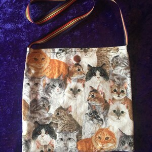 Fabric Party Bags, Cats, Kittens, Favors, Prizes, Animals, Children's Bags, Toy Bag, Gift for Child, Purse, Washable, Lined Bag, Free Ship Multi cats