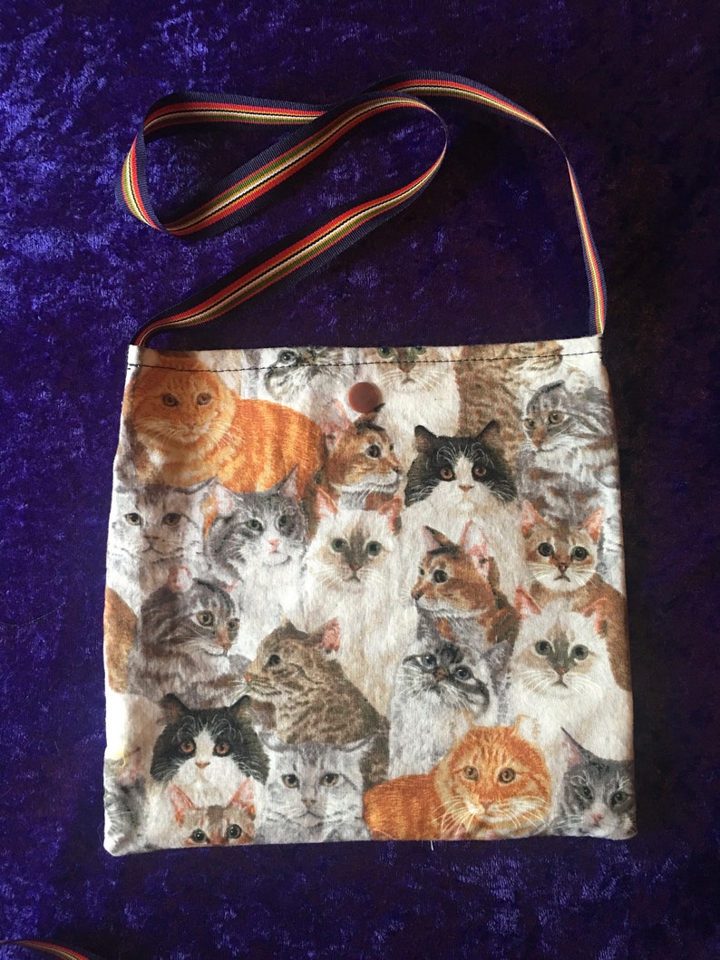 Fabric Party Bags, Cats, Kittens, Favors, Prizes, Animals, Children's Bags, Toy Bag, Gift for Child, Purse, Washable, Lined Bag, Free Ship image 7
