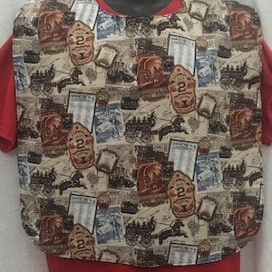 XL Adult Bib, Nostalgic Fire Dept Bib, Flannel lined bib, Senior Bib, Christmas Gift, Adult Bib, Special needs bib, Dining Bib, Free US Ship