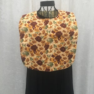 Fall Flowers Adult Bib, Jr Bib, Gift for her, Lined bib, Gift for Mom, Gift for Grandma, clothing protector, Senior bib,Free Ship