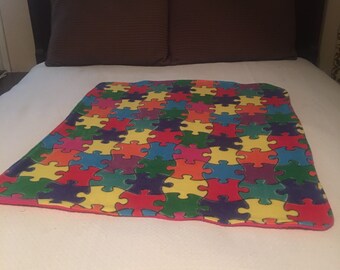 Autism Fleece Blanket, Throw, Crib Cover, Wheelchair Blanket, Baby Blanket, Tummy Time, Free US Shipping