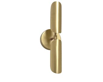 Aplique de parede moderno de meados do século em latão - Luminária elegante com 2 braços