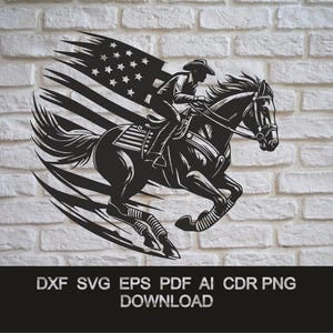 Cowboy FlagUSA SVG DXF Cut File | Laser CNC Plasma Waterjet Vector Design | Png Ai Pdf Eps Cdr Digital Download for Cricut & Cnc Machines