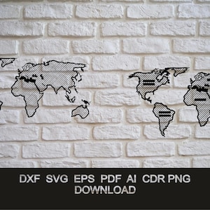 Earth Map SVG DXF Cut File | Laser CNC Plasma Waterjet Vector Design | Png Ai Pdf Eps Cdr Digital Download for Cricut & Cnc Machines
