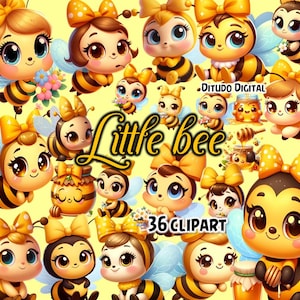 36 PNG Pacote de clipart de abelhas doce, abelhas fofas, PNG de abelhas fofas, Pacote de clipart de abelhas, abelhas melíferas
