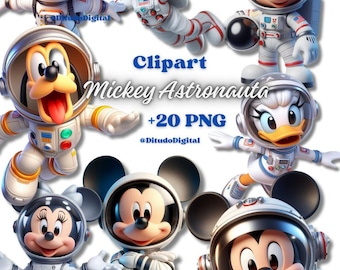 Mickey and Friends Astronaut PNG Clipart, Space Adventure Graphics (Digital Download)