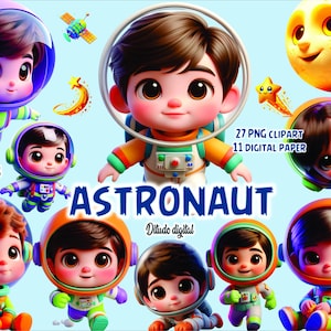 Astronauta Clipart Fofo Astronauta PNG Céu Clipart Foguete PNG Espaço Clipart Berçário Arte de Parede PNG Crianças | Clipart Atronaut