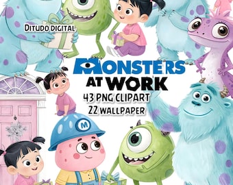 Monstros S.A. Papel Digital, Monstros SVG PNG Clipart Mike Sully convite de aniversário azul verde
