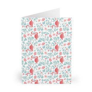 Cartão de felicitações | FLAMINGO FLORAL | Pacote com 5 (envelopes incluídos)