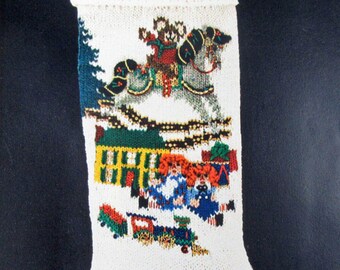 Christmas Morning Christmas Stocking Knitting Kit, Wool Yarn, Beads and Metallic Yarn, Clear Instructions, Color Charts, Alphabet Chart