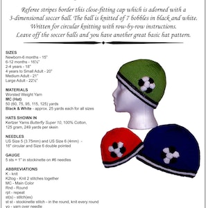 Hand Knit Pattern, Soccer Ball Hat, Knitting Pattern PDF, Baby to Large Adult, Easy to Knit, Original, Trish Designs, Instant Download