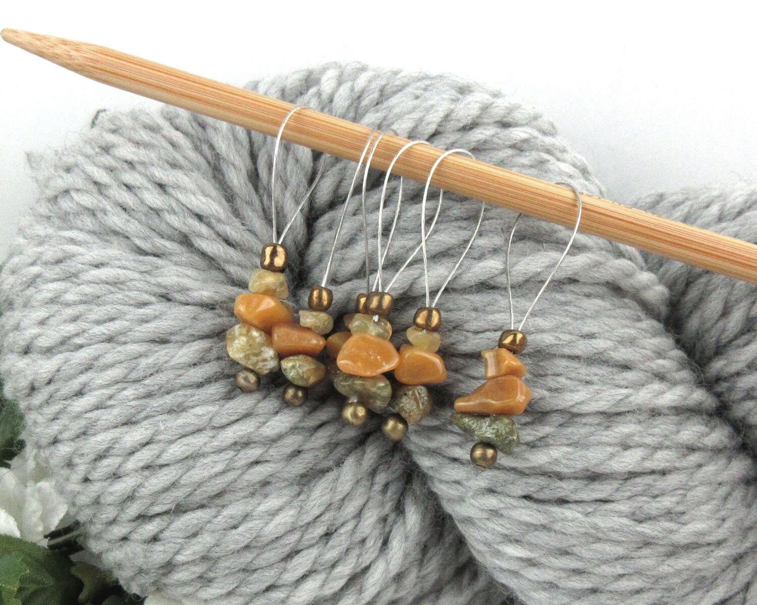 The Best Stitch Markers for Knitting Golden Jade Gemstone Etsy