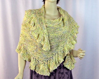 Knitting Pattern, Ruffled Edge Shawl, Knitting Pattern PDF, Any Size, Any Yarn, Short Row Shaping, Easy Directions, Instant Download PDF