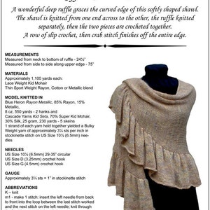 Knitting Pattern, Ruffled Shawl, Crescent, Knitting Pattern PDF, Stockinette Stitch, Crochet, Easy Instructions, Instant Digital Download