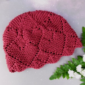 Lace Hearts Hat Knitting Pattern: Infant to Adult (PDF Pattern)
