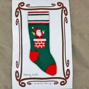 Christmas Stocking Knitting Kit: Chimney Santa, Wool Yarn, Color Charts