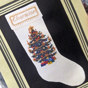 Christmas Stocking Knitting Kit, "Christmas Tree" by Elegant Heirlooms, Wool Yarn, Beads, Sequins, Color Charts