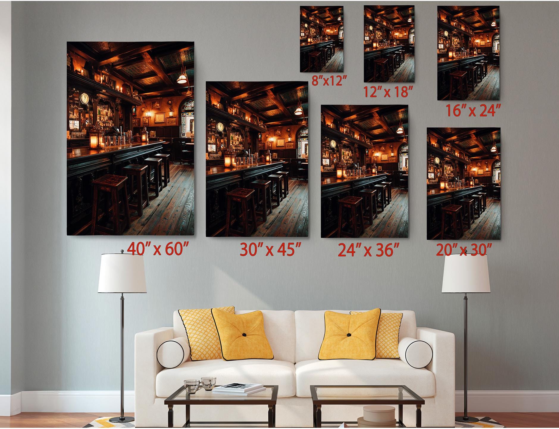 Irish Pub Wall Art, Vintage Bar Photography Canvas - Rustic Man Cave ...