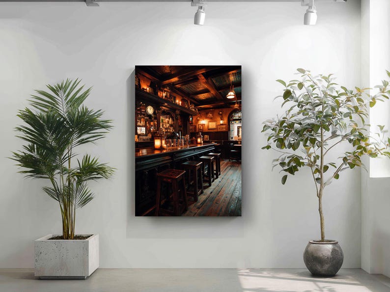 Irish Pub Wall Art, Vintage Bar Photography Canvas - Rustic Man Cave ...
