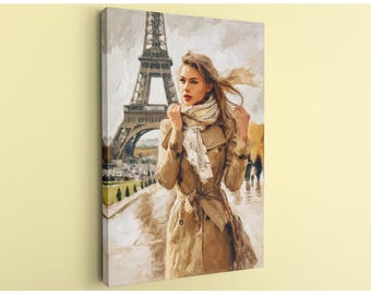 Parisian Woman Canvas Print: Impressionist Eiffel Tower Art