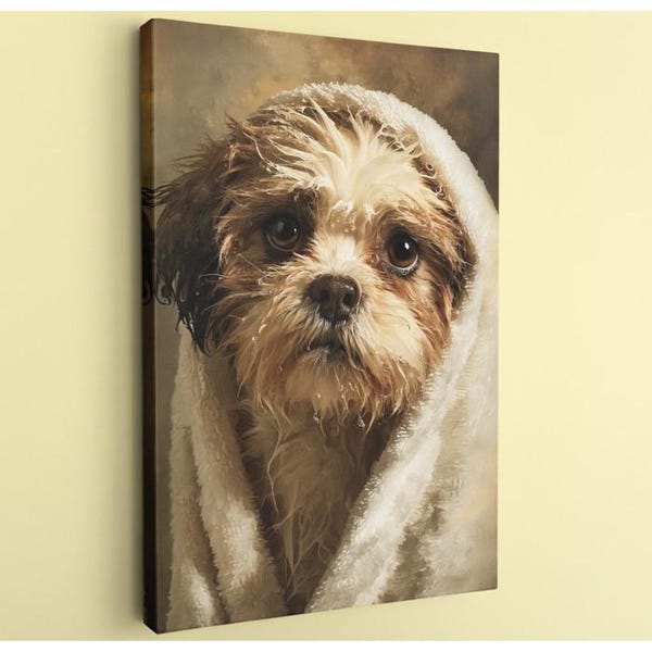 Funny Shih Tzu Canvas Art: Old Masters Style Dog Portrait