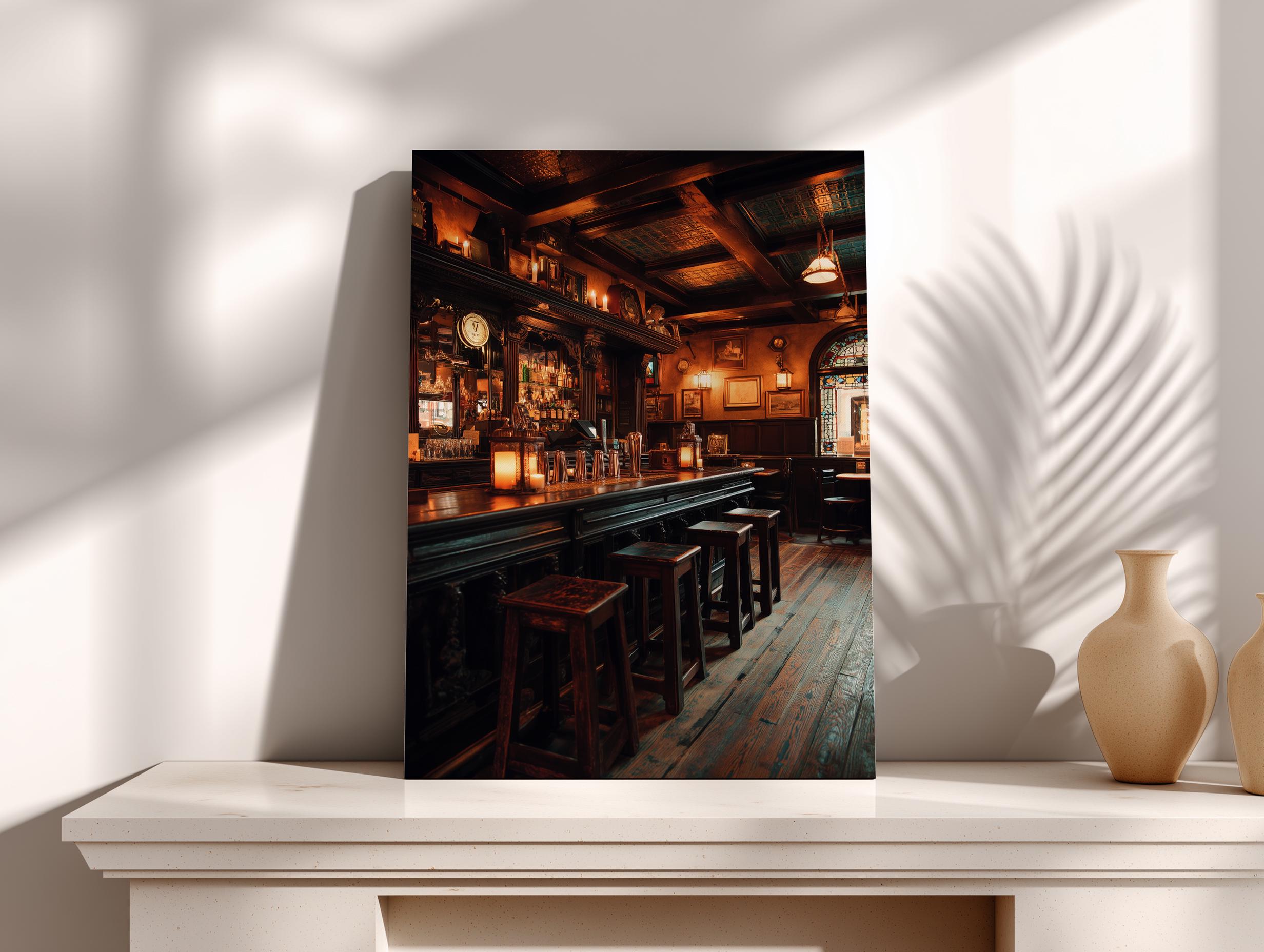 Irish Pub Wall Art, Vintage Bar Photography Canvas - Rustic Man Cave ...