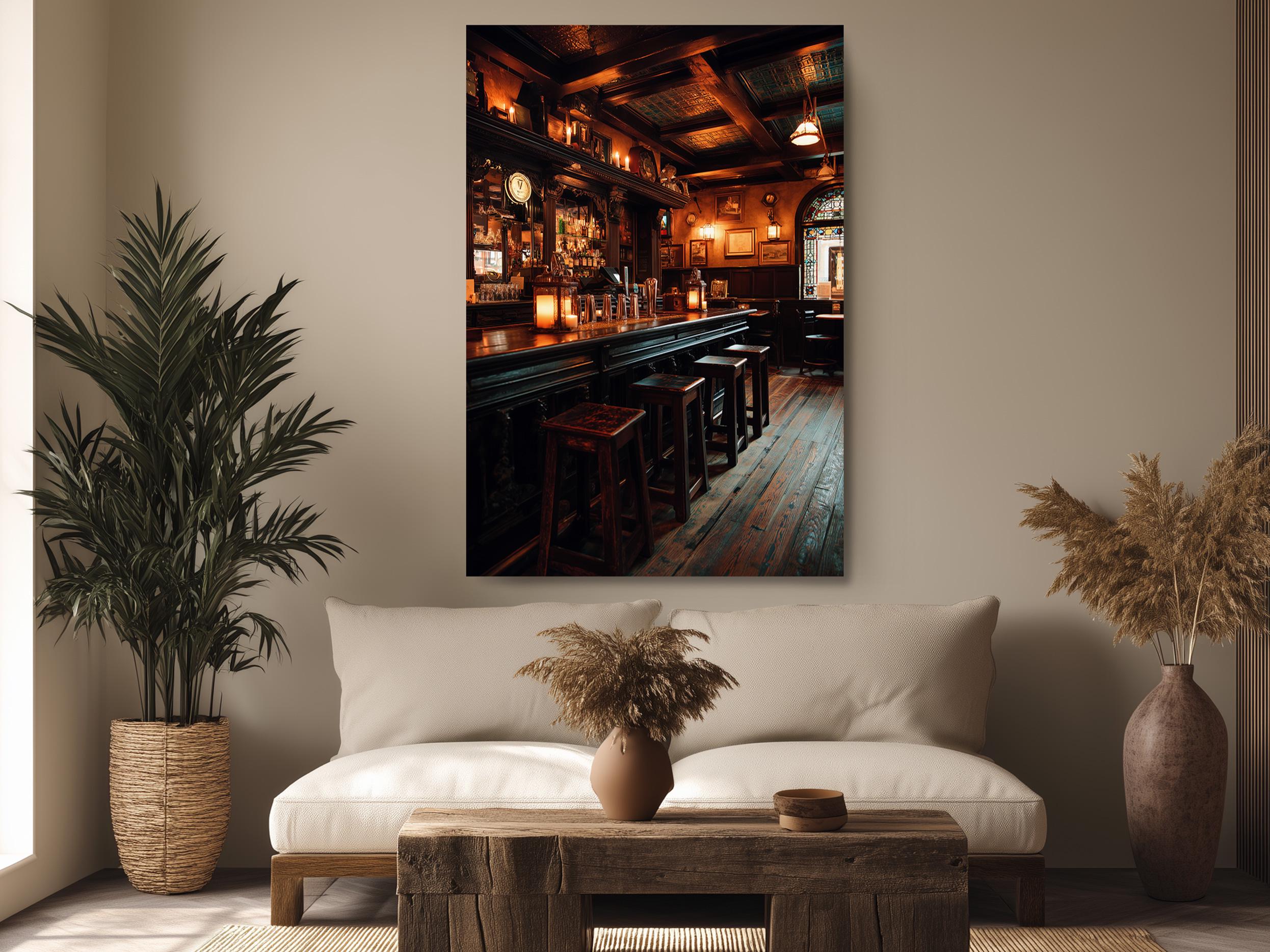 Irish Pub Wall Art, Vintage Bar Photography Canvas - Rustic Man Cave ...