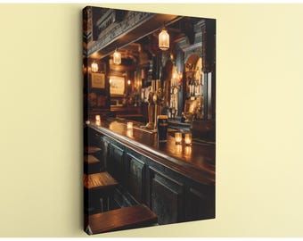 Guinness Pint Wall Art, Irish Pub Canvas Print - Vintage Bar Photography, Rustic Man Cave Decor, Cozy English Tavern for Home Bar Atmosphere