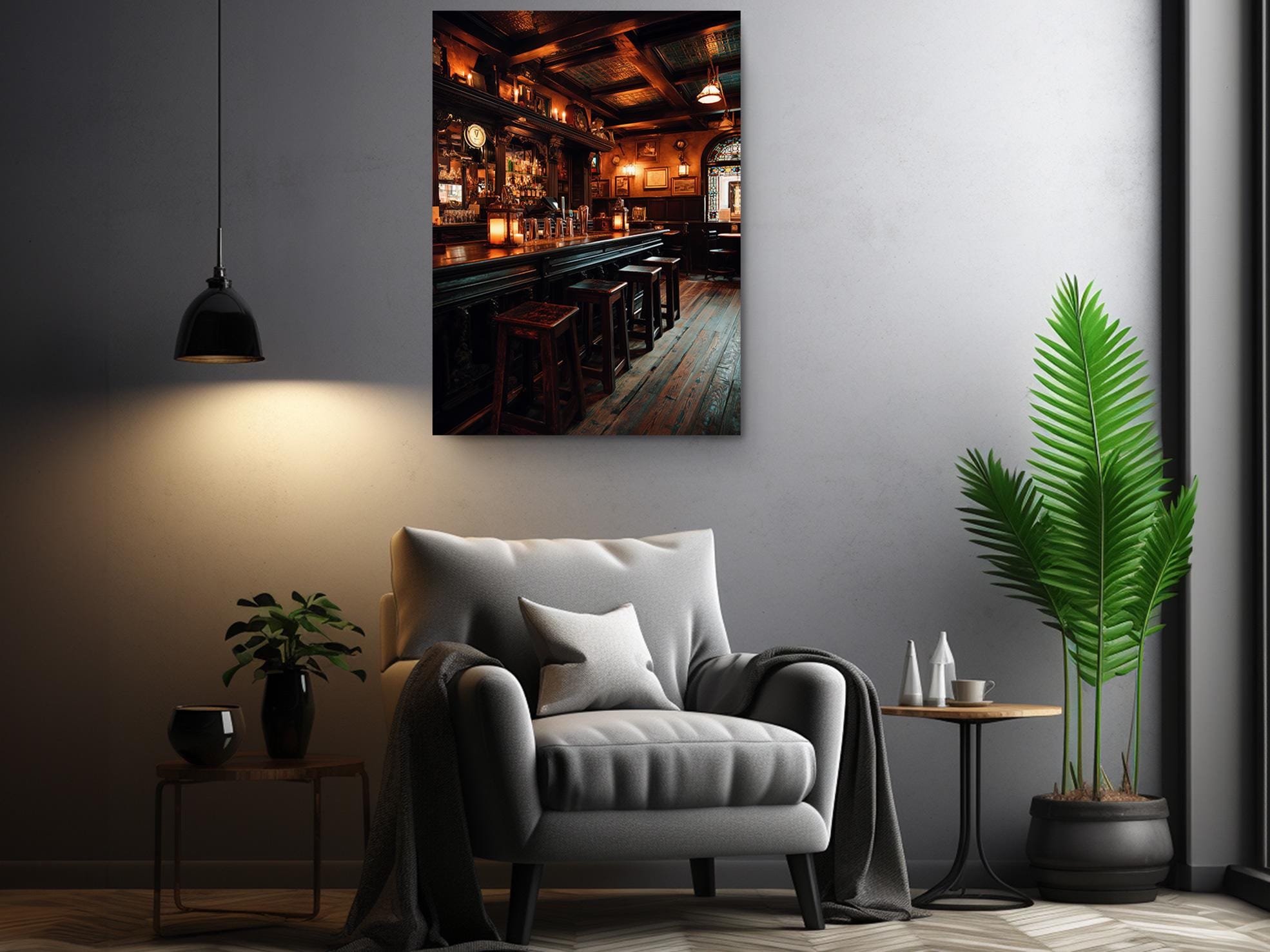 Irish Pub Wall Art, Vintage Bar Photography Canvas - Rustic Man Cave ...
