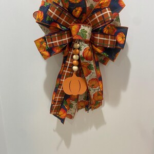 Handmade Autumn Pumpkin Bow with Beaded Ornament