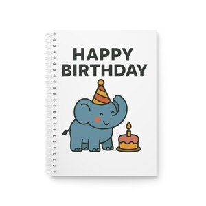 Cuaderno espiral de elefante de cumpleaños, bonito cuaderno para niños, regalo para niños, suministros para fiestas de cumpleaños, diario para tomar notas