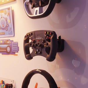 QR1 Sim Racing Wheel Wall Mount | Display Stand for Fanatec Quick Release Wheels | 3D Printed Racing Wheel Mount | Gaming Setup Accessory