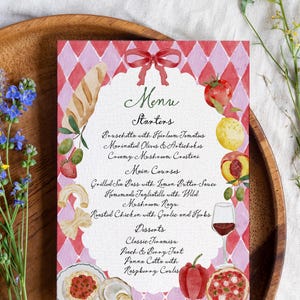 Plantilla de menú de boda costera / Descarga editable de Canva / Tema de mariscos azul y blanco / Menú de bebidas para cena náutica / Imprimible digitalmente