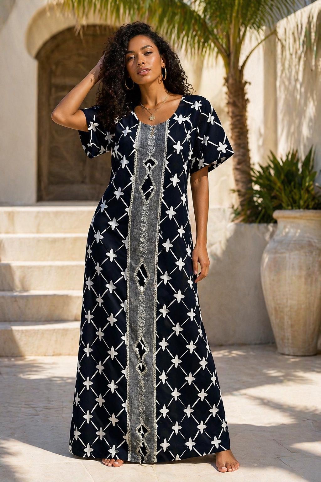 knee length dresses for ladies Evening Muse Maxi Dress Black/Natural / L