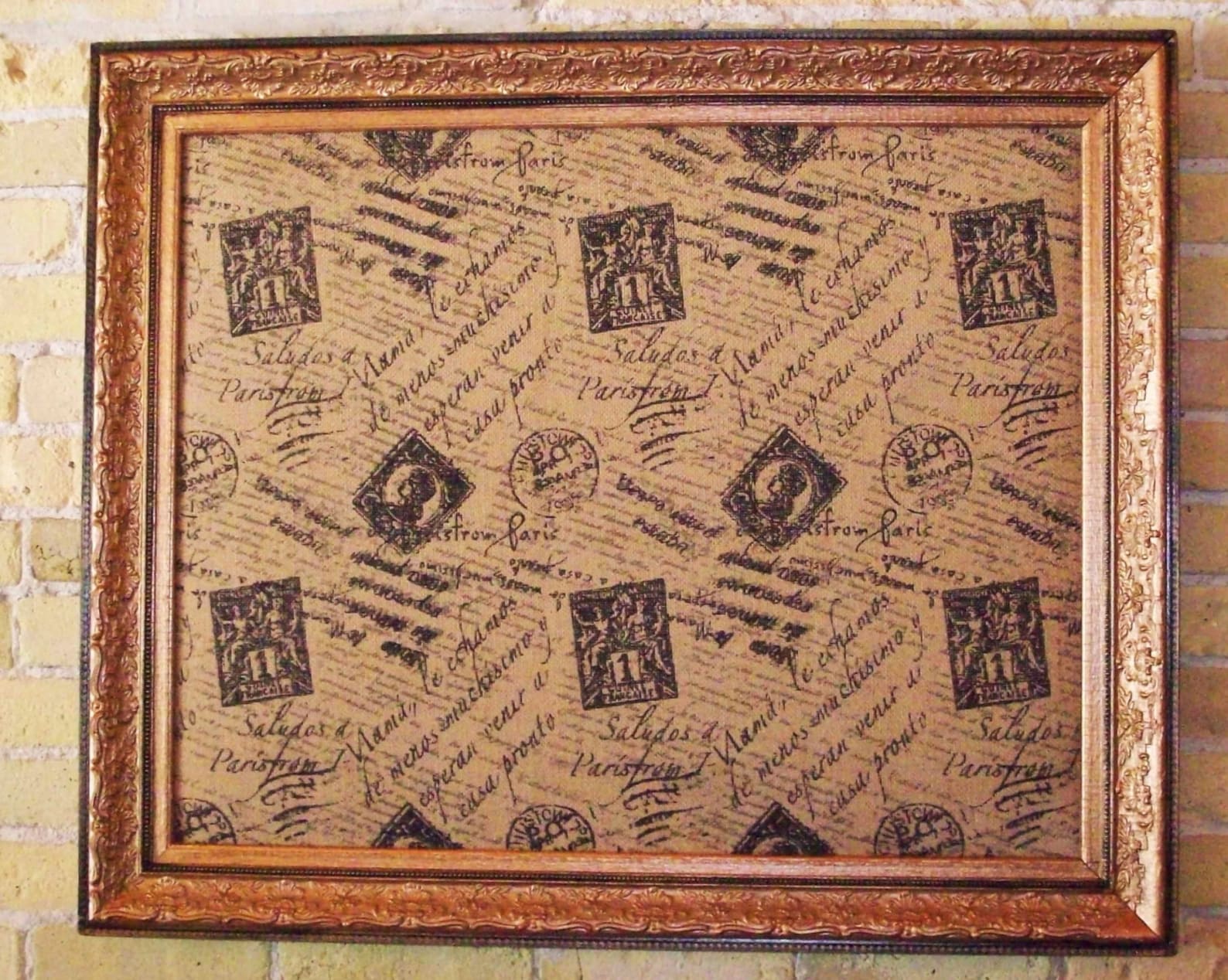 Vintage Frame Bulletin Board postales francesas y sellos Etsy