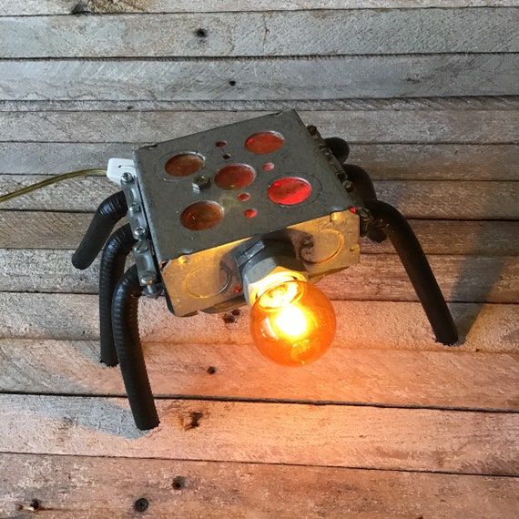 Spider Desk Lamp 6 Legs Mica Shade Urban Industrial Steam Etsy