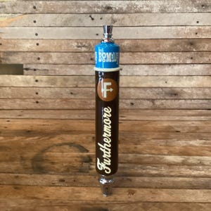 Furthermore beer tap handle w interchangeable label top, vintage bar ware. 11.5 inches tall, 1.75 inches wide. Life of the party piece.