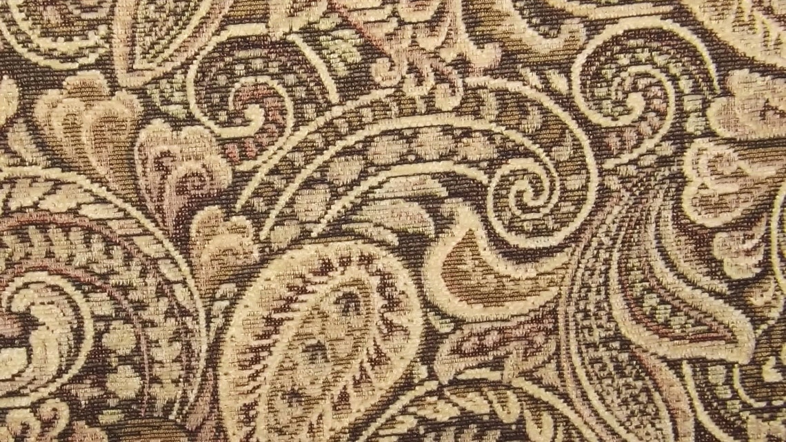 Paisley Heavy Woven Upholstery Fabric Earth Tones, Cloth, Yardage, Home