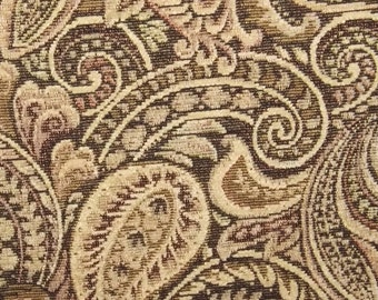 Paisley Heavy Woven Upholstery Fabric Earth Tones, Cloth, Yardage, Home Decor