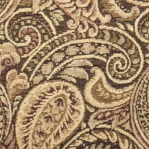 Paisley Heavy Woven Upholstery Fabric Earth Tones, Cloth, Yardage, Home Decor