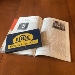 Vintage IRC Resist-O-Kit metal hinged carrying case for resistors, radio restoration, repair, electronics. divided storage case w resistors.